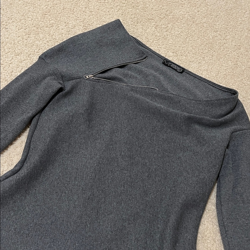 Metamorphoza Asymmetrical Tunic Top Off Shoulder Zipper M - Picture 11 of 11